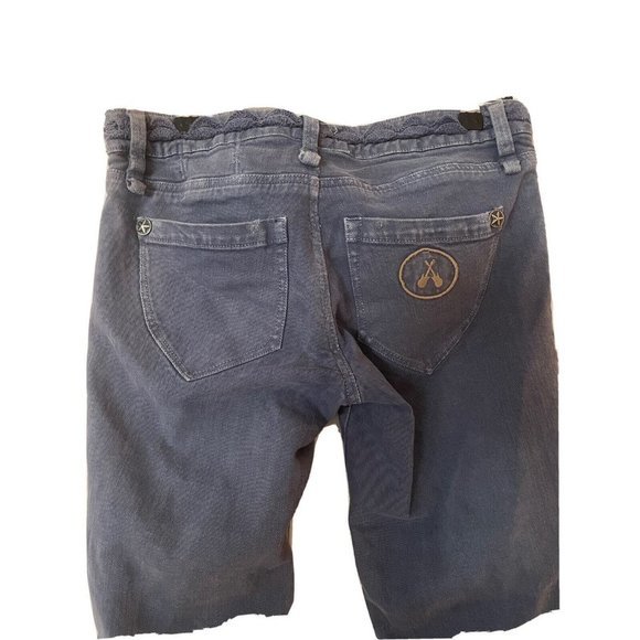 BCBGirls Gray Blue Rock and Roll Bootcut Jeans Women's Size 28 Distressed Studs - Picture 3 of 9